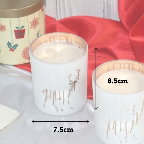 White Frosted Reindeer Candle – Vanilla & Lavender Fragrance