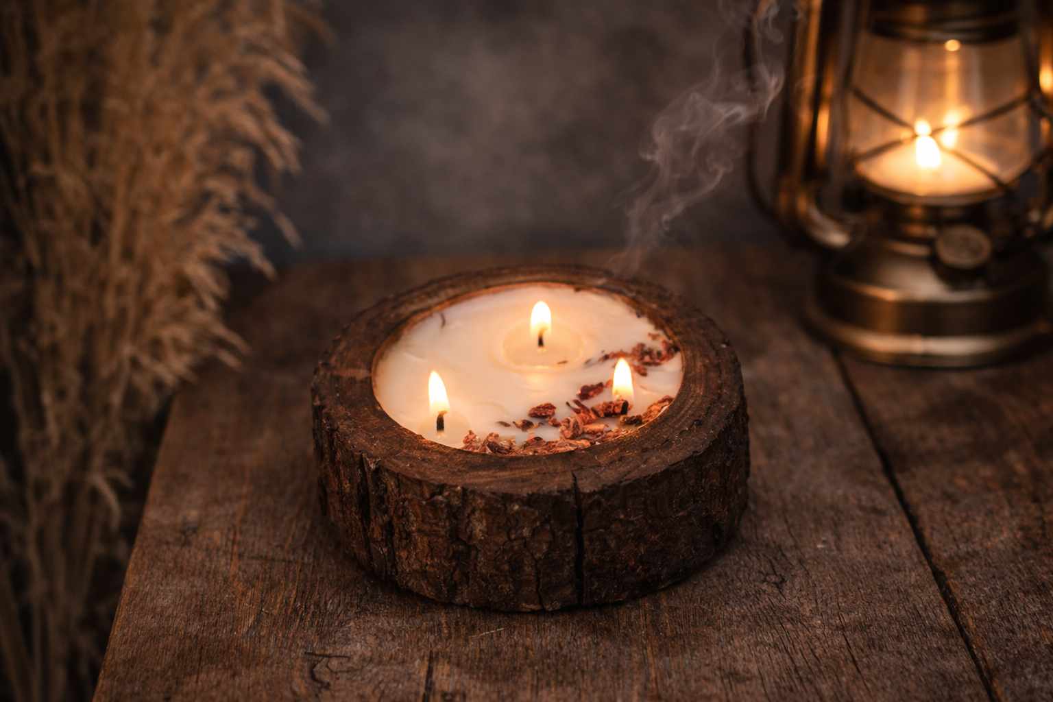 Bark Bliss Candle – Saffron & Rose | Dried Floral Décor