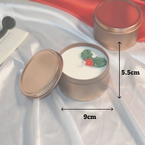 🎄 Rose Gold Christmas Tin Candle – Violet Rose Scent (120ml)