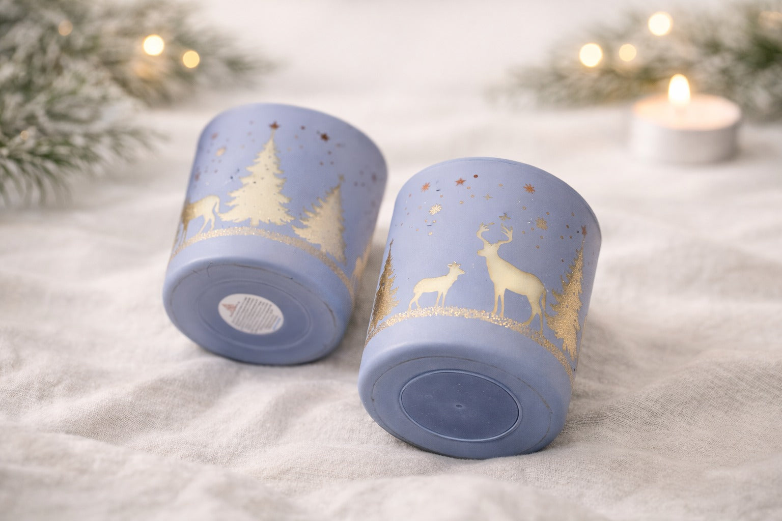 Winterberry Blue Christmas Scented Candle – Mercury-Finish (180ml) Sandalwood & Rose