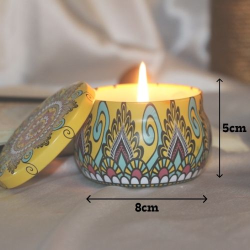Assorted Printed Tin Candles – Stylish & Fragrant