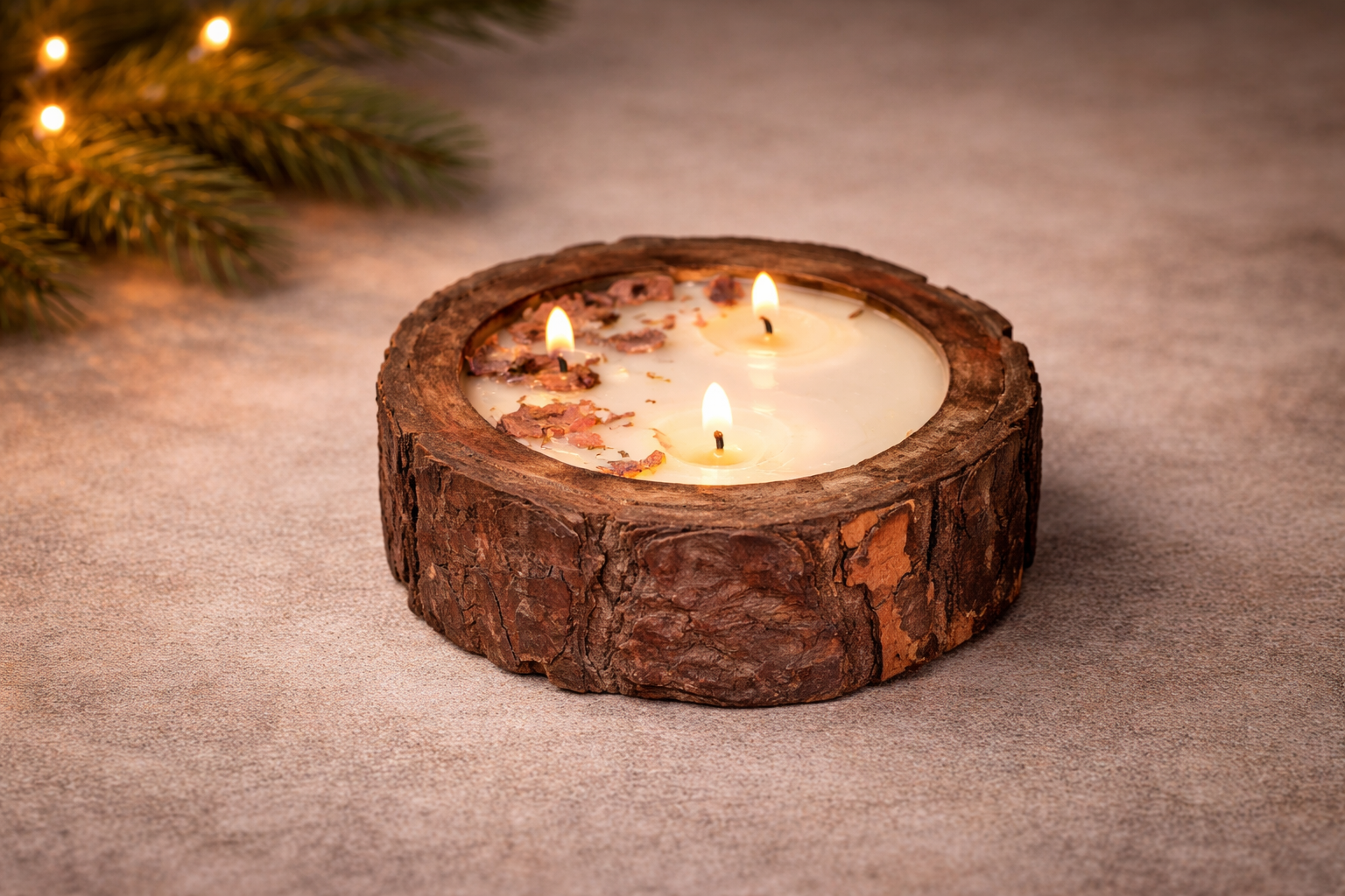 Bark Bliss Candle – Saffron & Rose | Dried Floral Décor