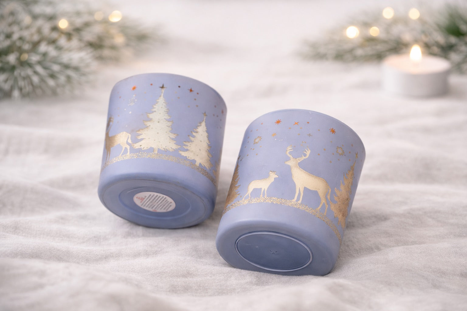 Winterberry Blue Christmas Scented Candle – Mercury-Finish (180ml) Sandalwood & Rose
