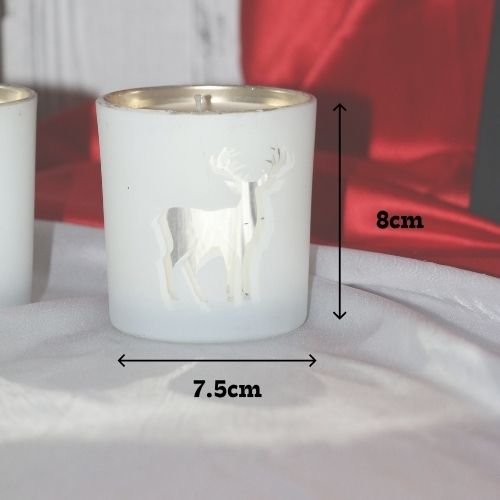 White Frosted Reindeer Candle – Cinnamon & Vanilla Fragrance (180ml)