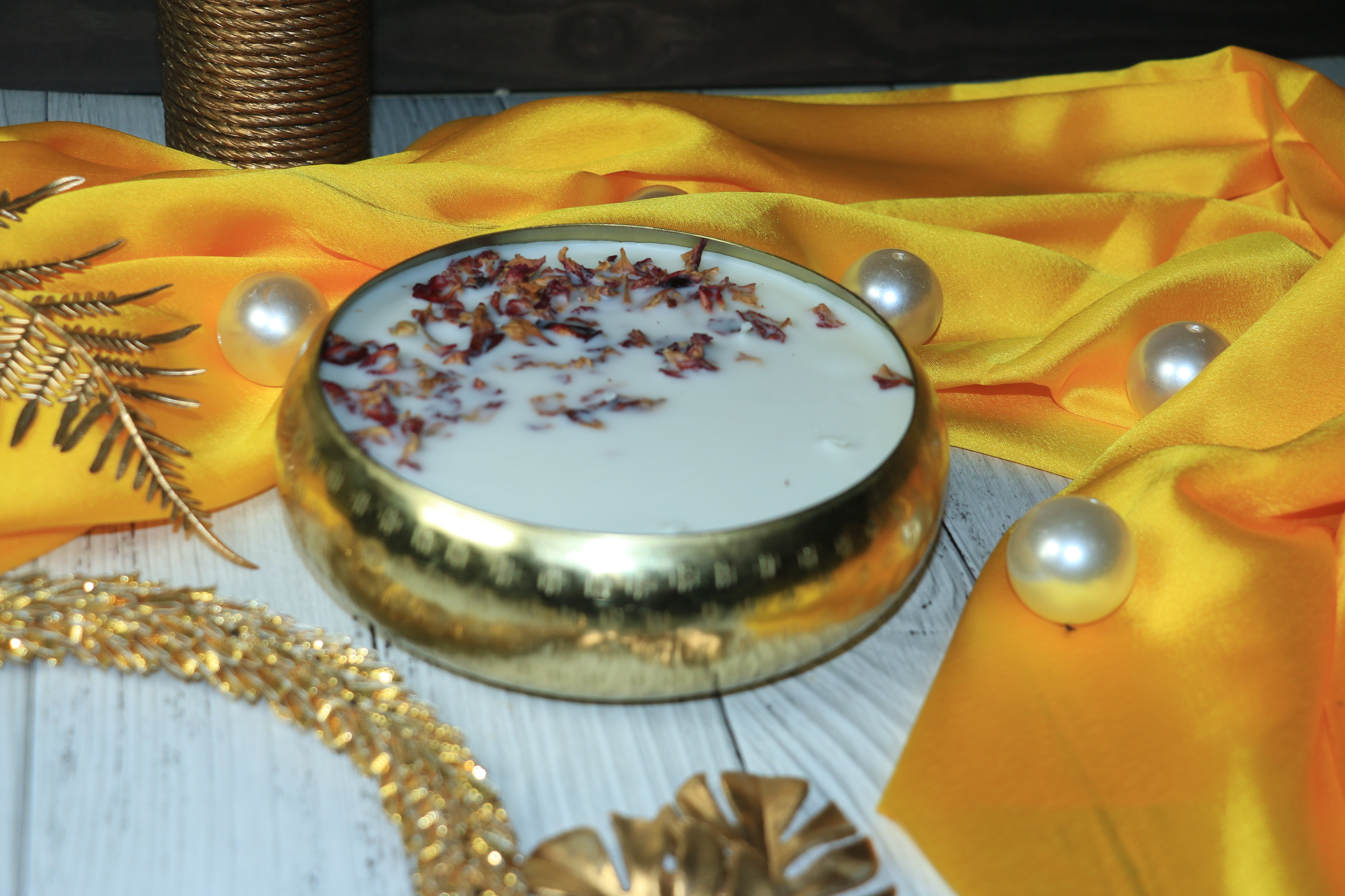 Round Hammered Urli Candle – Rose & Oud Blend | Luxury Décor & Fragrance