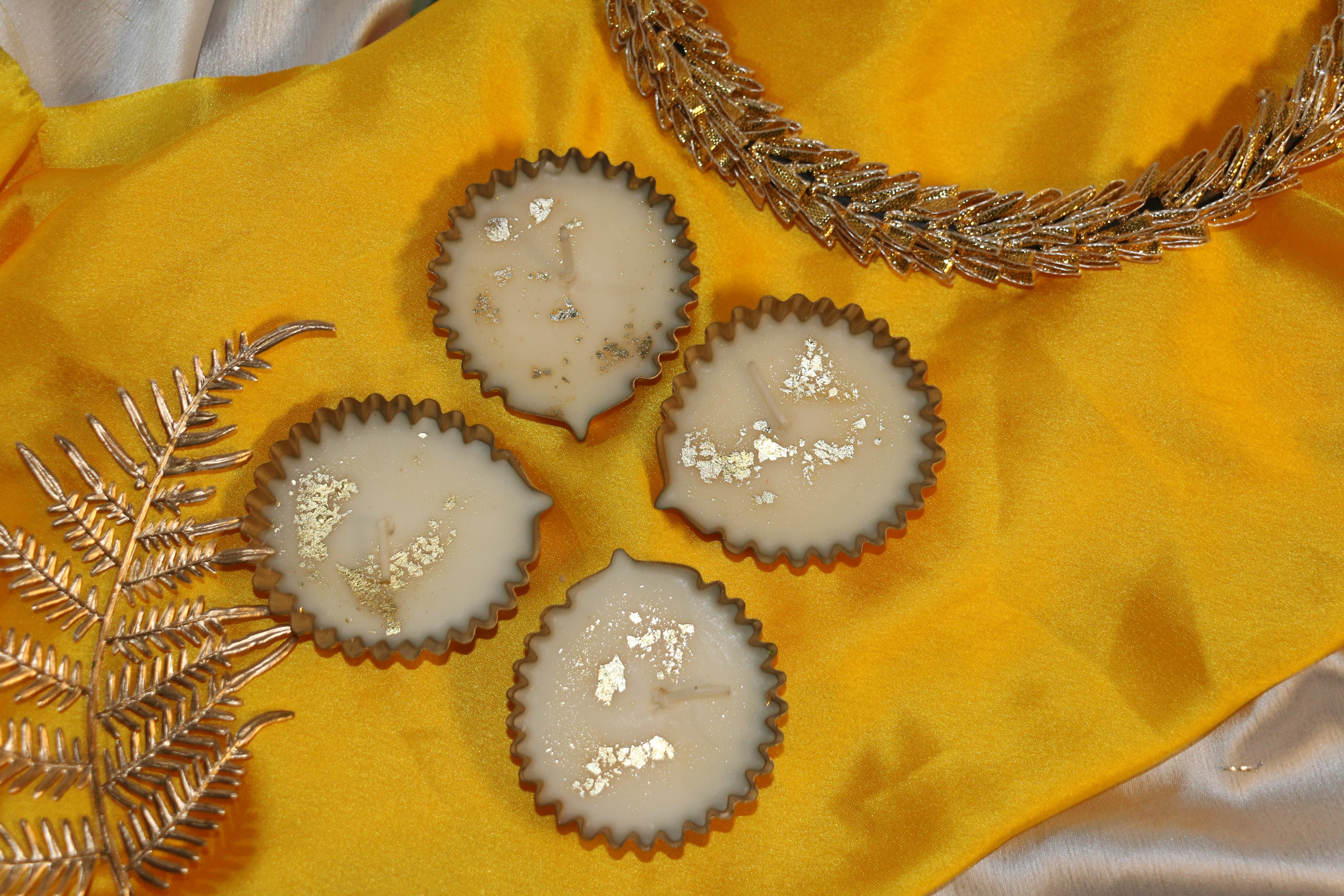 Diya Urli Metal Candle – Premium Soy Wax – Set of 4 - Ethnic Elegance with the Warmth of Vanilla