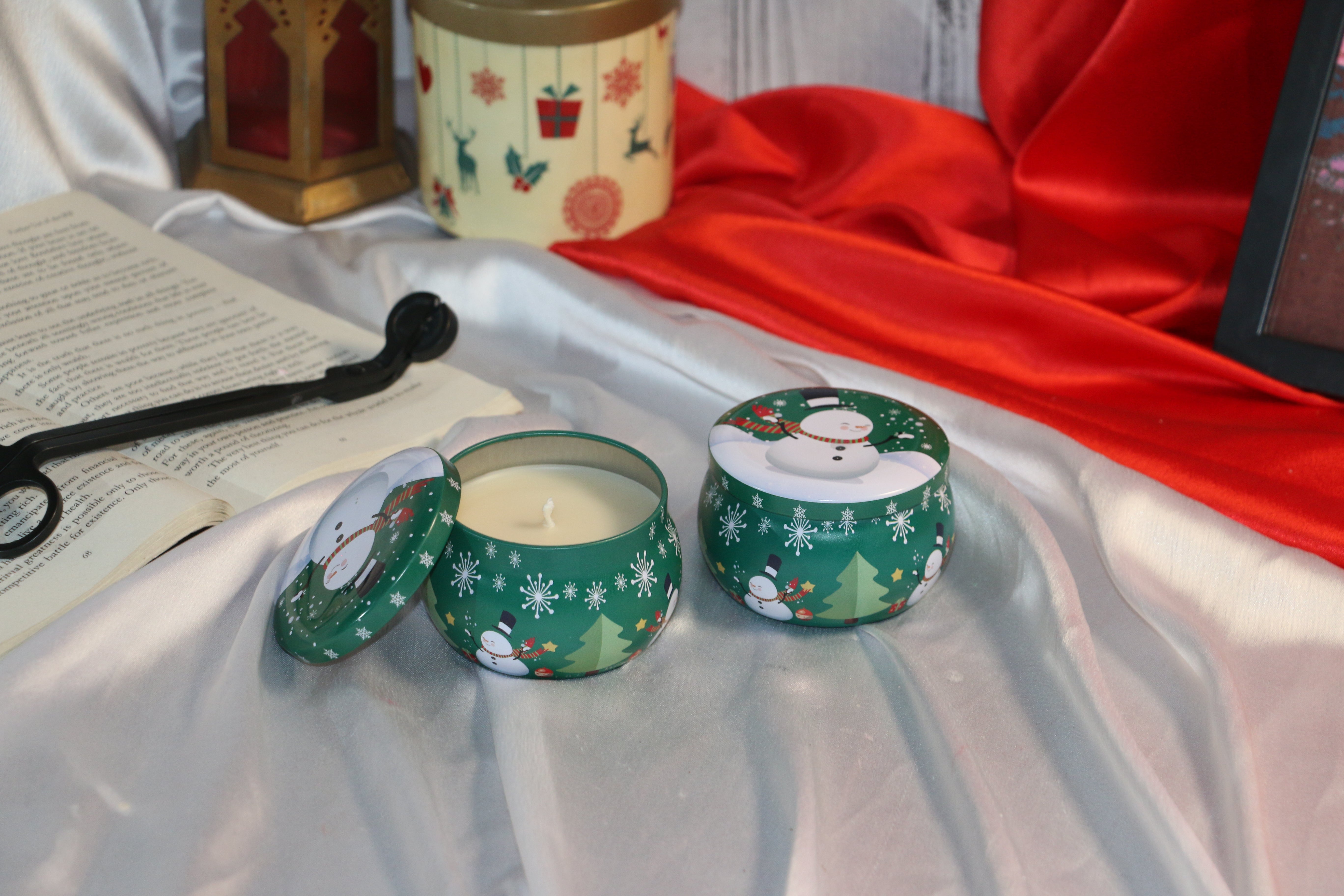 Christmas Edition Scented Candle Tins — Snowman & Santa Collection (100ml)