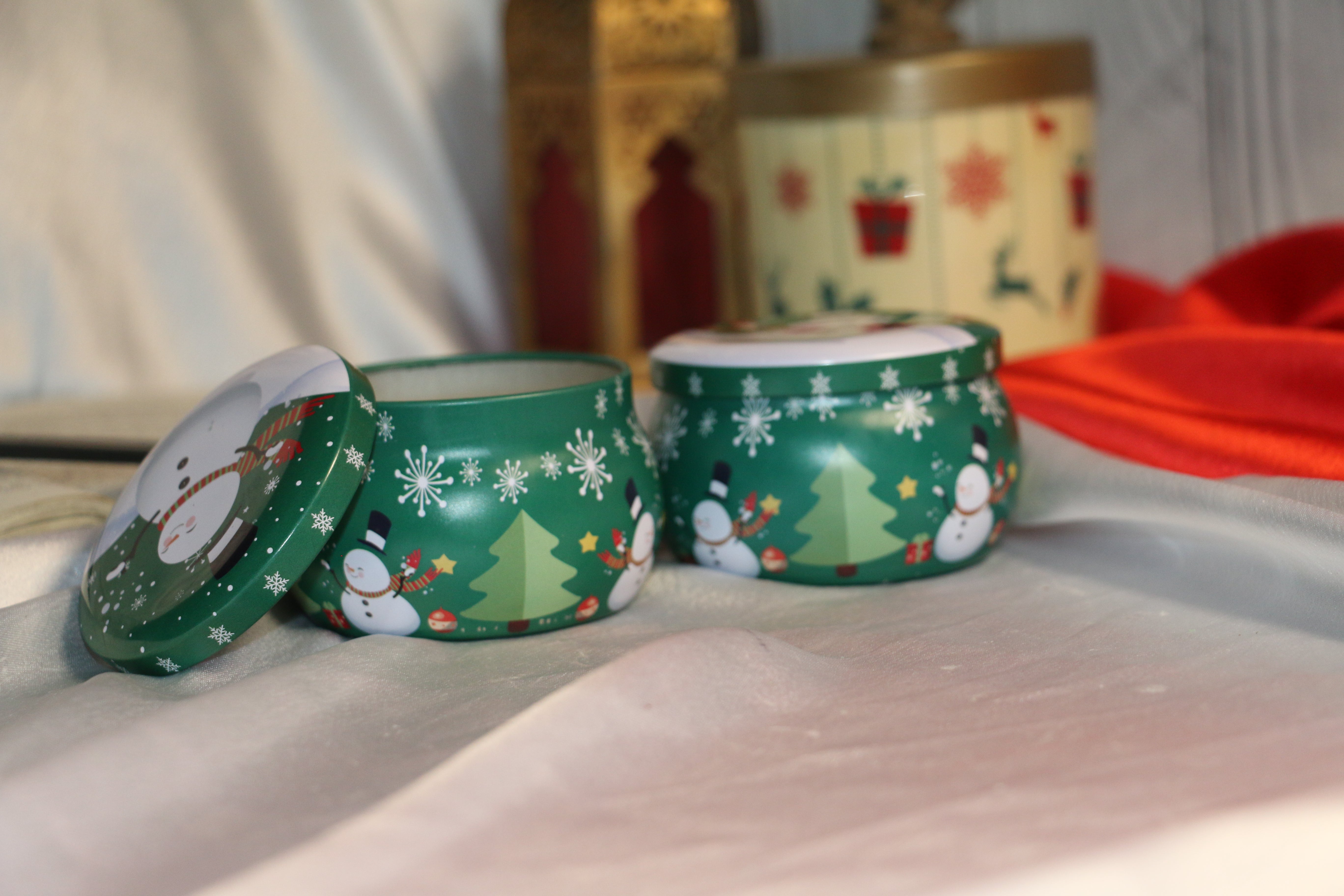 Christmas Edition Scented Candle Tins — Snowman & Santa Collection (100ml)