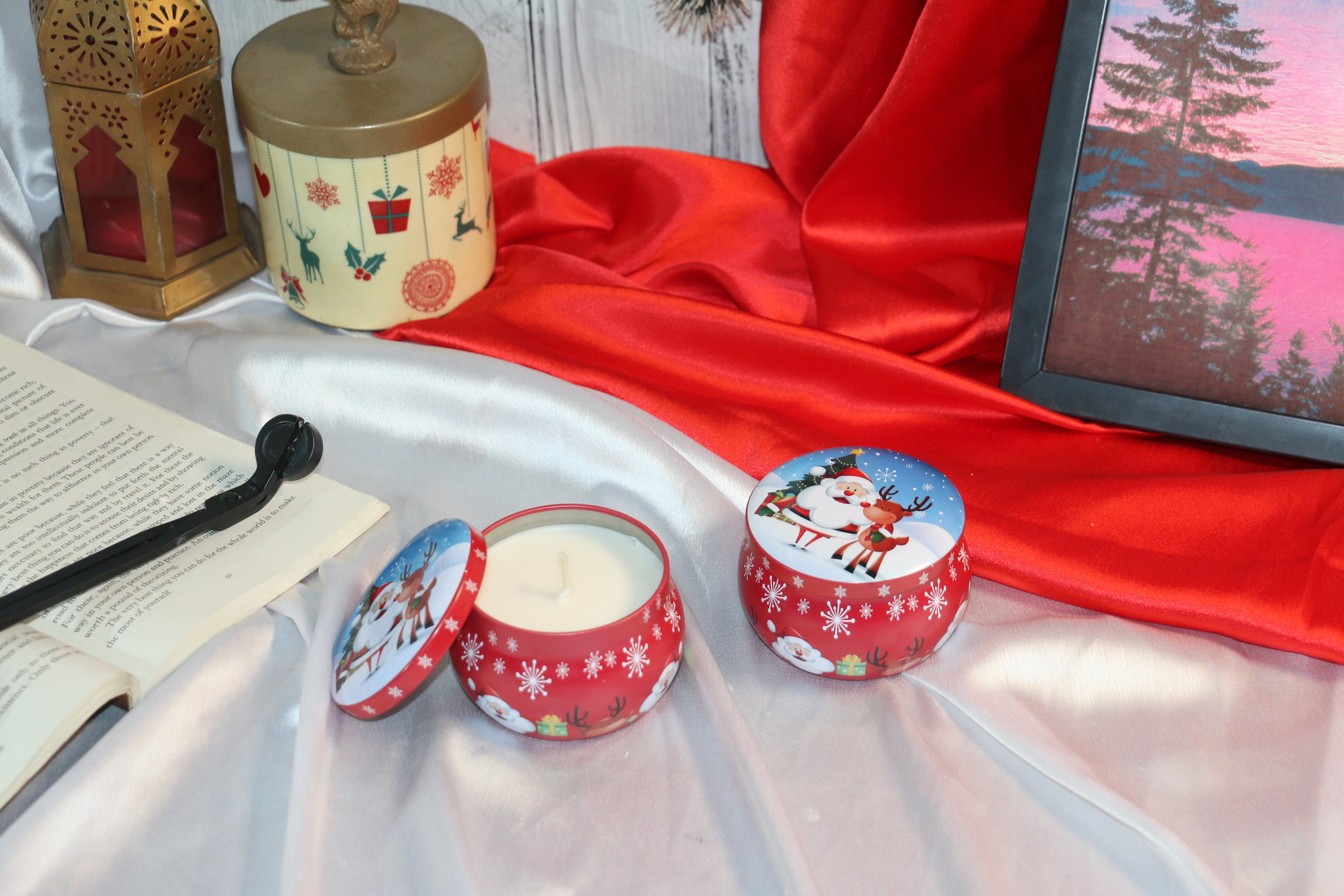 Christmas Edition Scented Candle Tins — Snowman & Santa Collection (100ml)