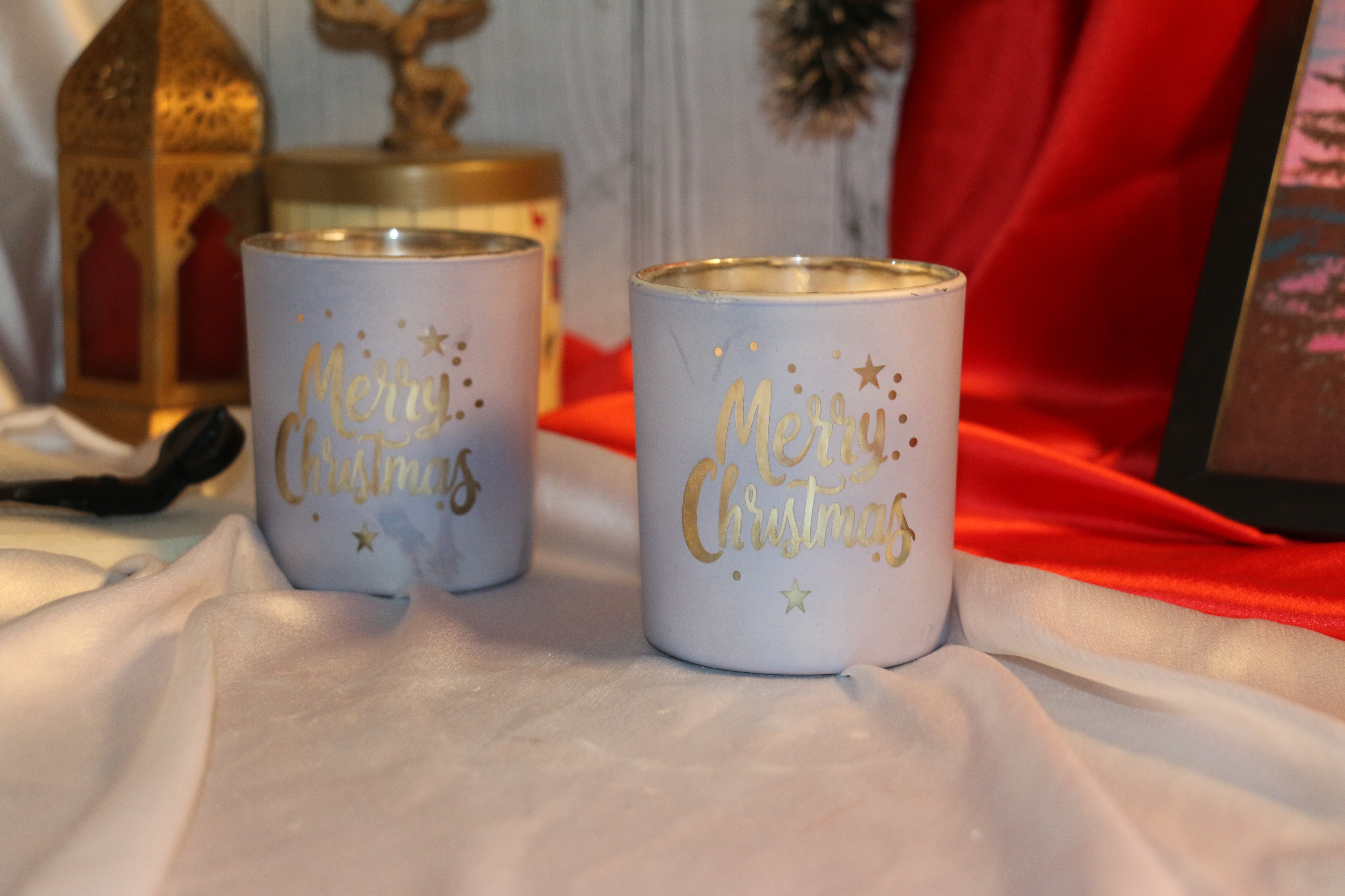 Light Blue “Merry Christmas” Candle – Vanilla & Cardamom Fragrance (180ml)