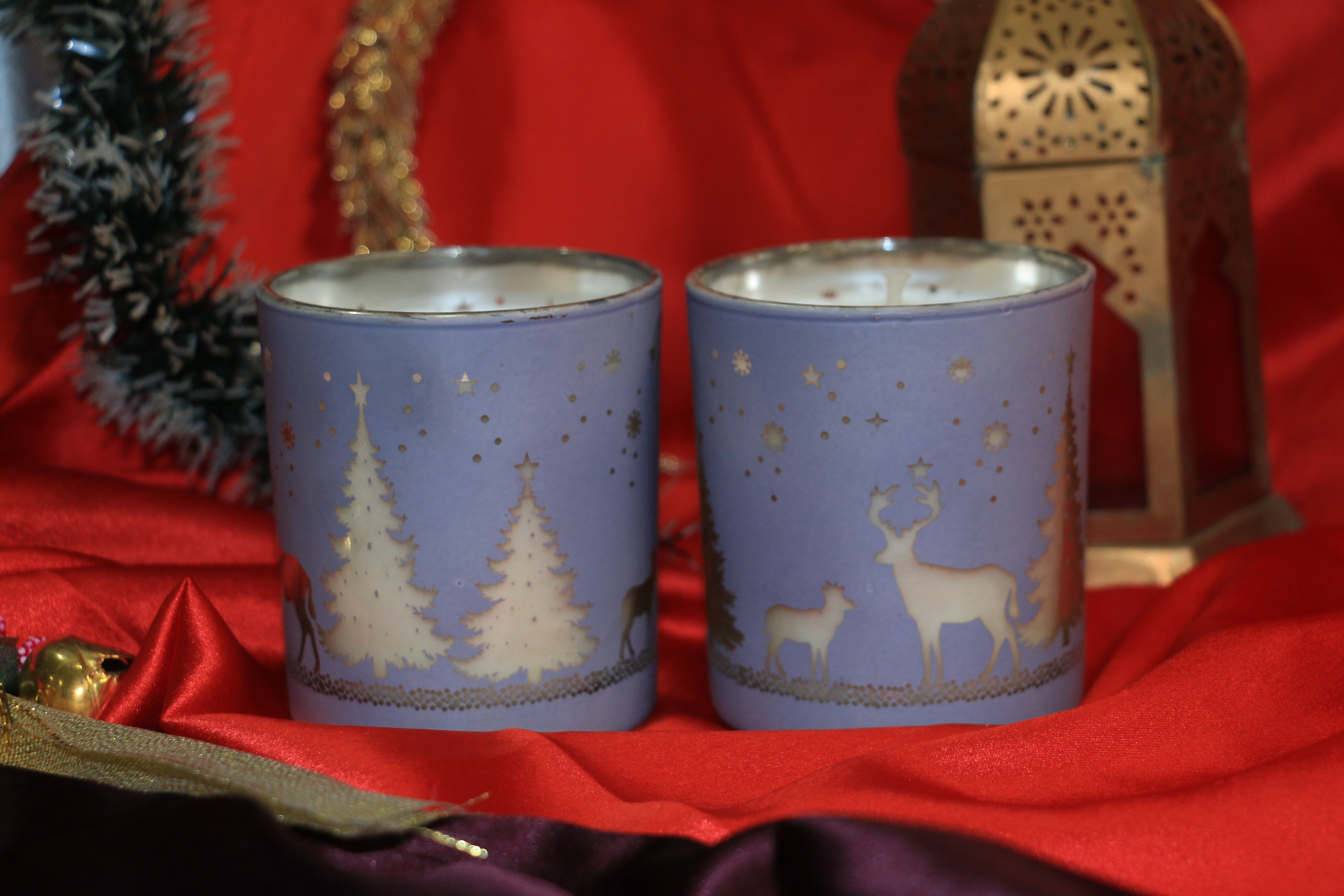 Winterberry Blue Christmas Scented Candle – Mercury-Finish (180ml) Sandalwood & Rose