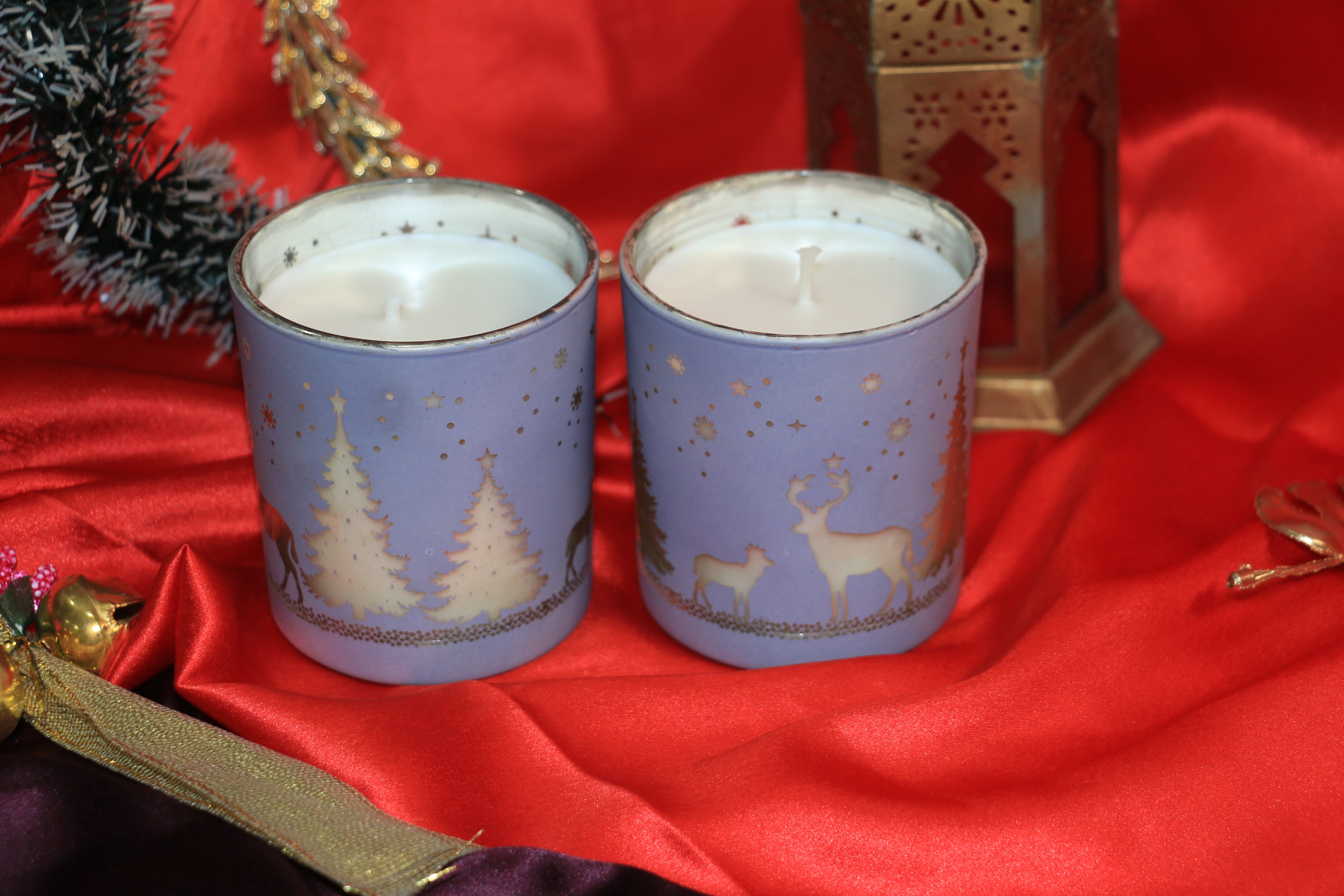 Winterberry Blue Christmas Scented Candle – Mercury-Finish (180ml) Sandalwood & Rose