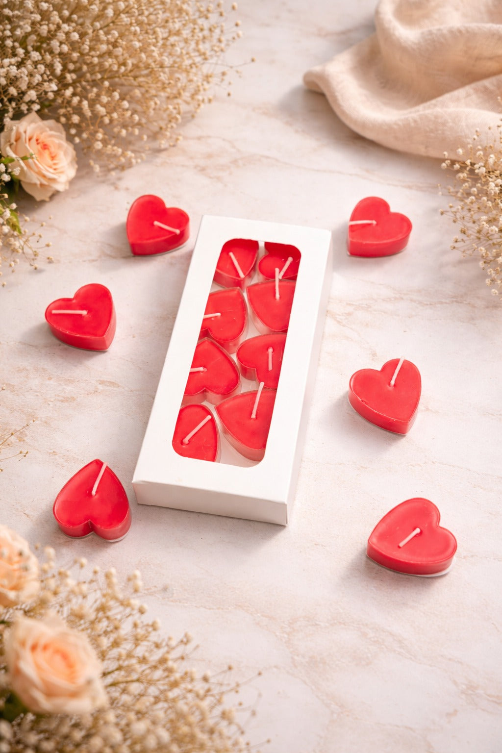 My lil Heart - Pack of 8 Acrylic Tea Light Candles – Effortless Glow for Every Moment