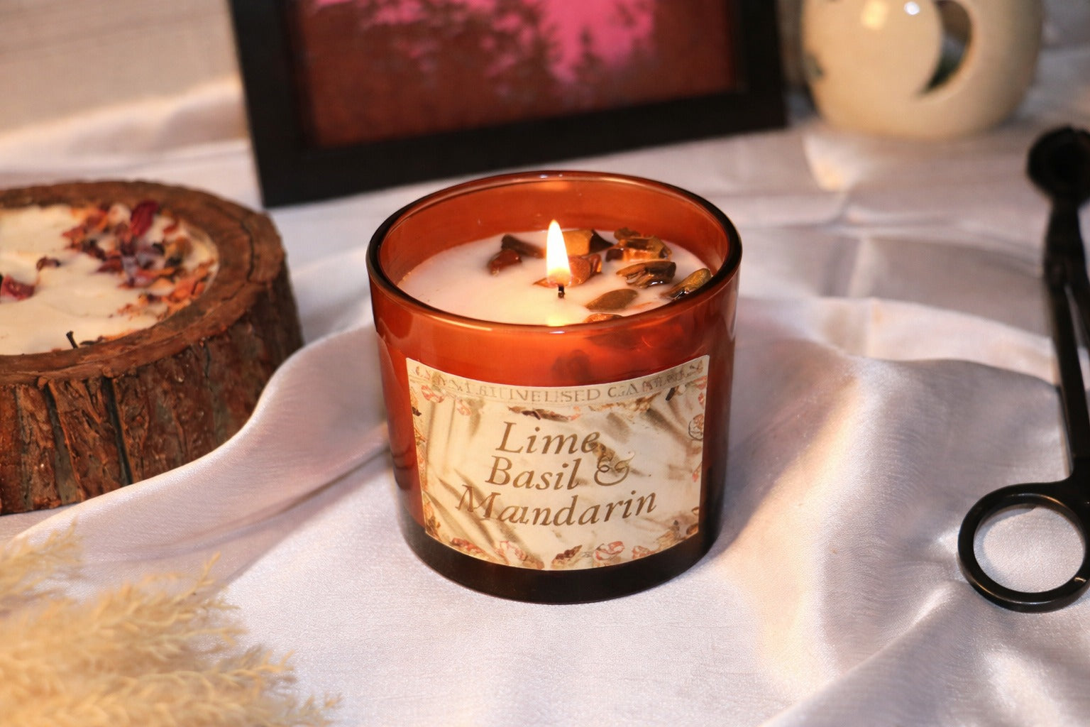 Amber Jar Crystal Candle Collection – 100g – Soy Wax Luxury Aromatherapy with Semi-Precious Stones