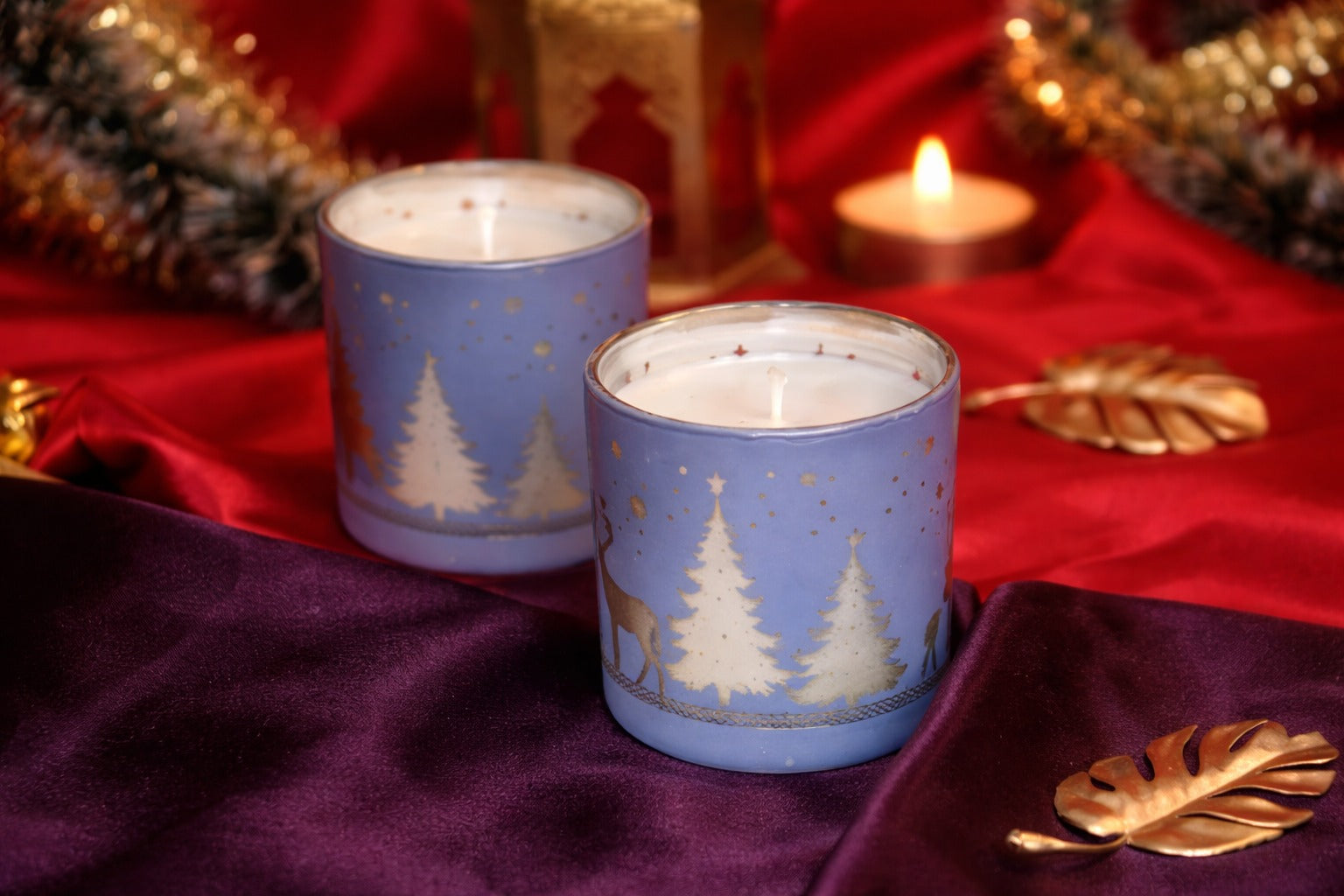 Winterberry Blue Christmas Scented Candle – Mercury-Finish (180ml) Sandalwood & Rose