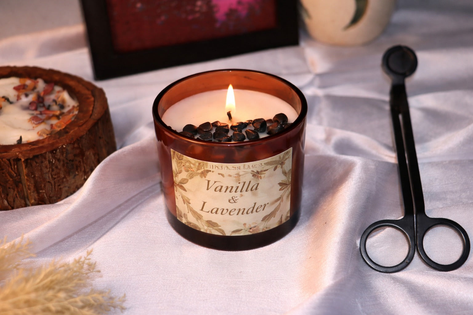 Amber Jar Crystal Candle Collection – 100g – Soy Wax Luxury Aromatherapy with Semi-Precious Stones