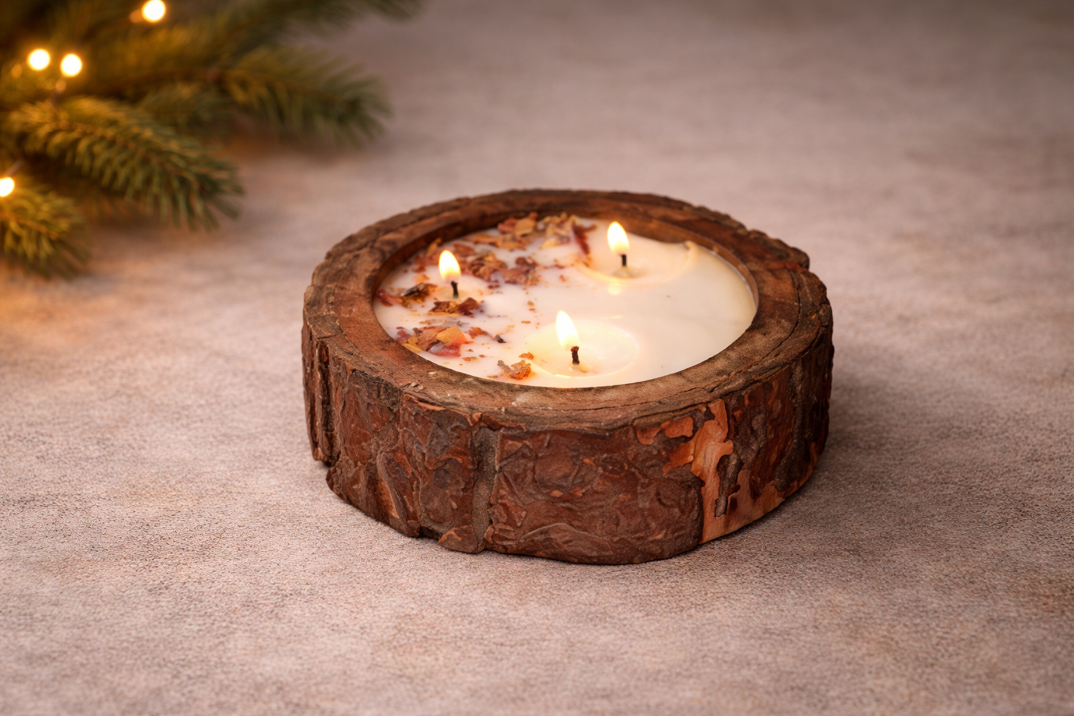 Bark Bliss Candle – Saffron & Rose | Dried Floral Décor