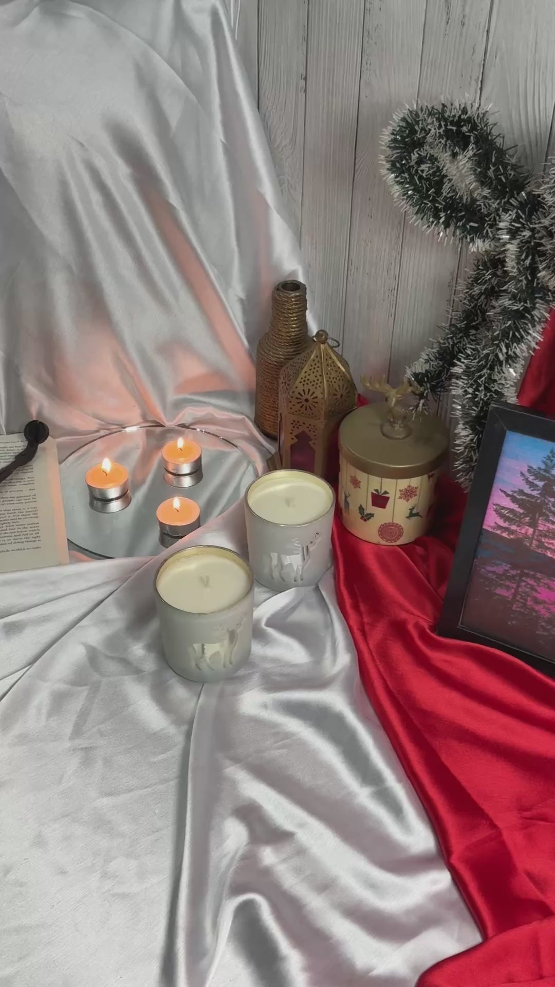 White Frosted Reindeer Candle – Cinnamon & Vanilla Fragrance (180ml)